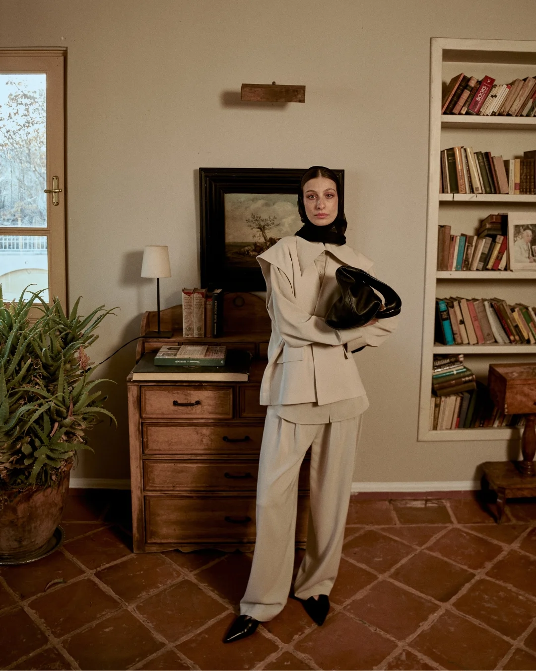 شوميز کرپ لاوينا با يقه پهن