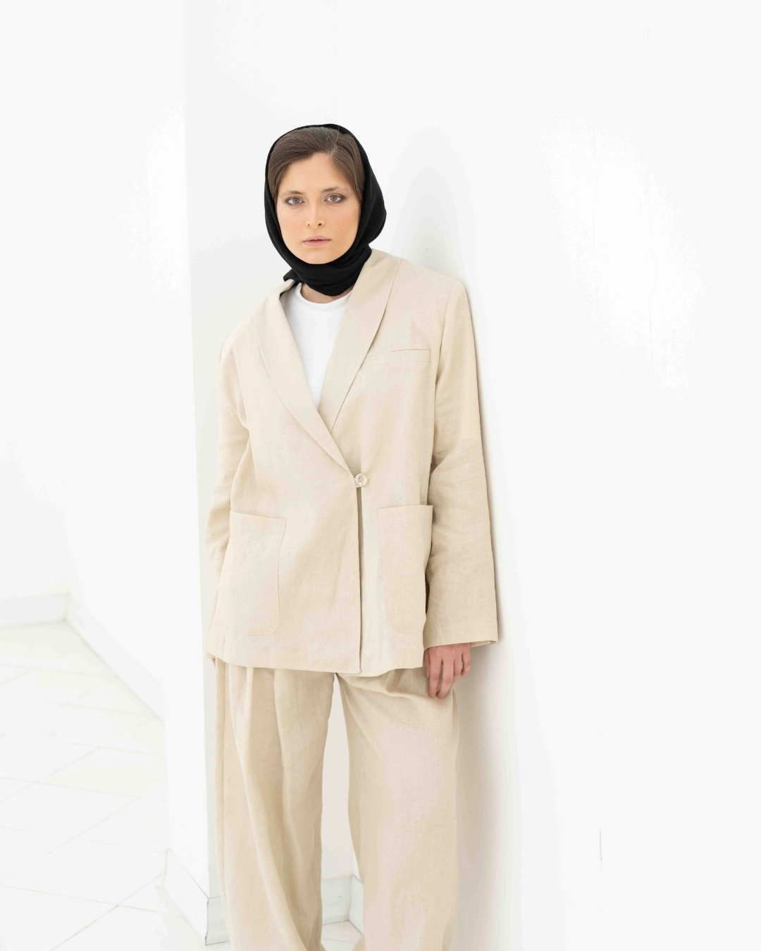 شلوار لينن ITLY  با ساسون بلند در پشت