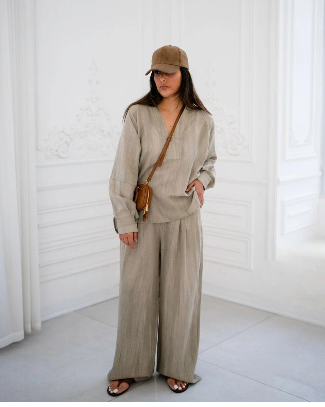 شلوار لينن رامي  ITLY  نيم بگ